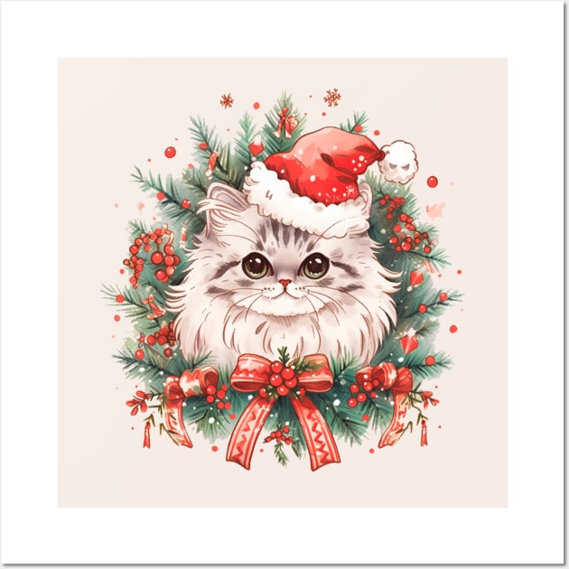 Christmas Persian Cat Wall Art by CleverboyDsgns